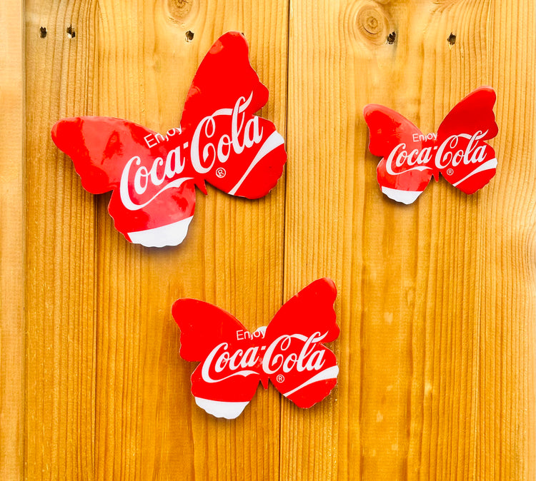 Recycled Coca Cola butterflies set of 3
