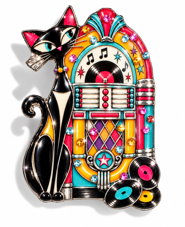 1950's retro Jukebox brooch. Rock n Roll Jukebox