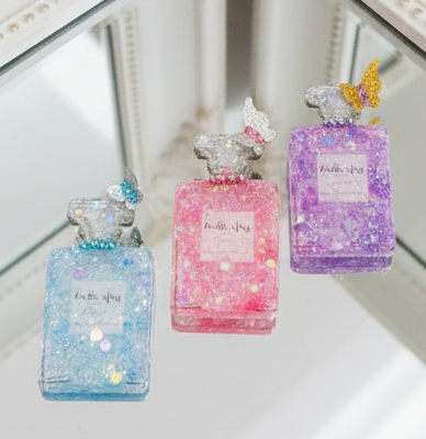 Handmade Perfume Bottle 3d Stickers pink lilac and blue