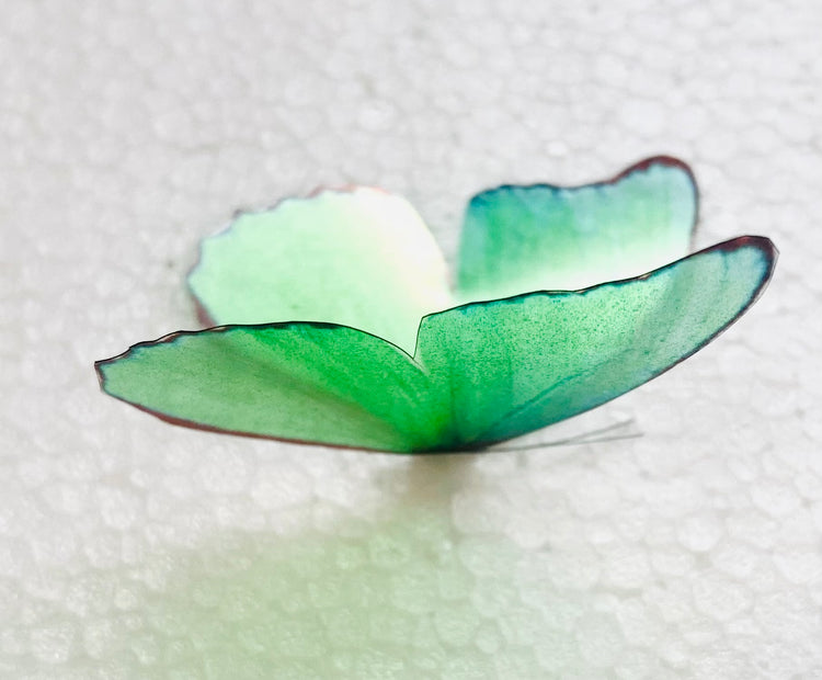 Beautiful 3D Green and Turquoise Butterflies, set of 18, 7cm wide. Embellishments, wedding cake decorations, decorative Teal butterflies
