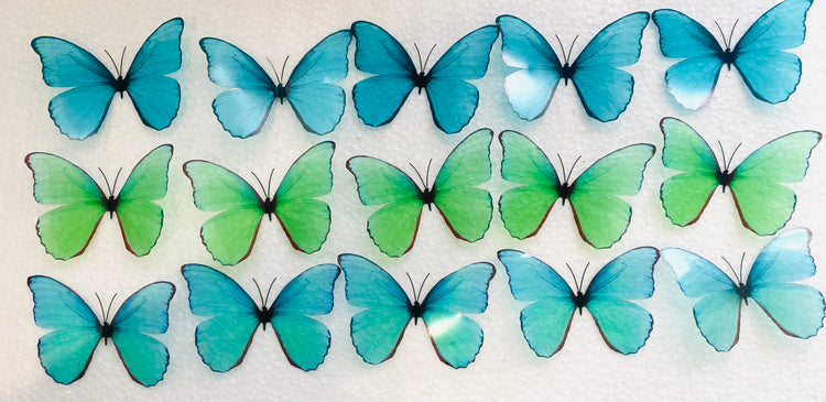 set of Green and Turquoise Butterflies cake decorating