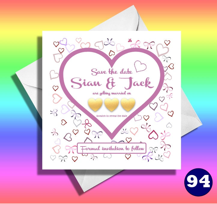SAVE THE DATE - Personalised Wedding Invitation Scratch off Card