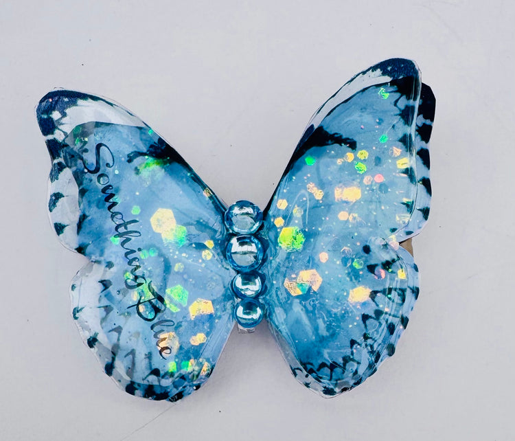 Something Blue, Resin Bridal Butterfly clips, hair accessory, wedding garter butterfly