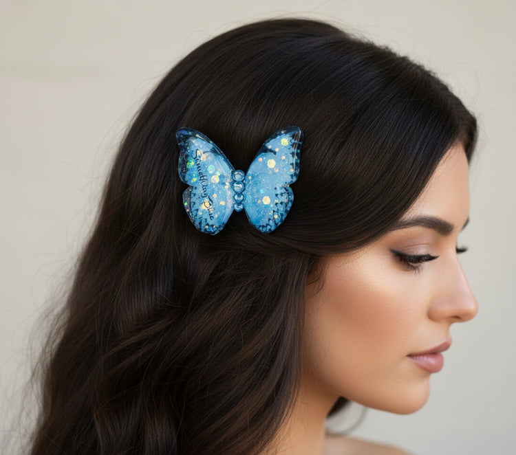 Something Blue, Resin Bridal Butterfly clips, hair accessory, wedding garter butterfly