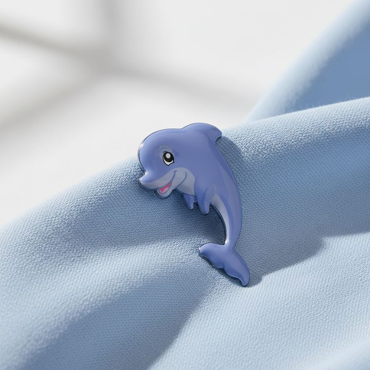 Blue dolphin enamel pin handmade
