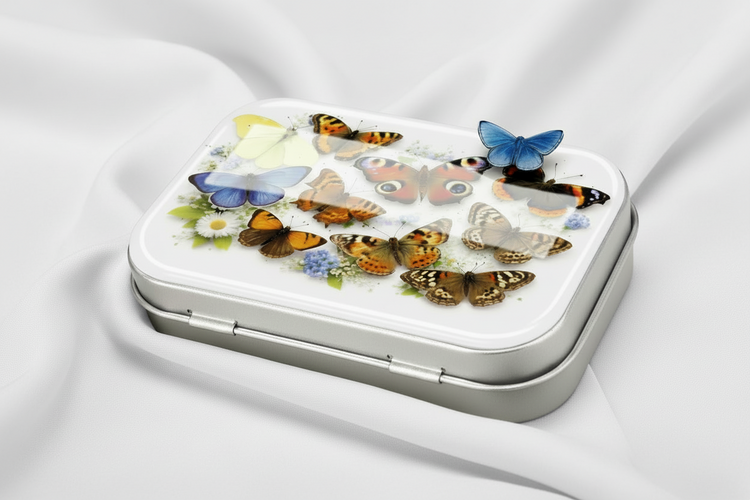 British butterfly tin, handmade