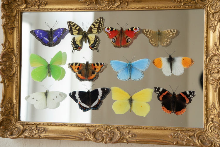 British butterflies, set of 12 British butterflies collection. Faux natural butterflies