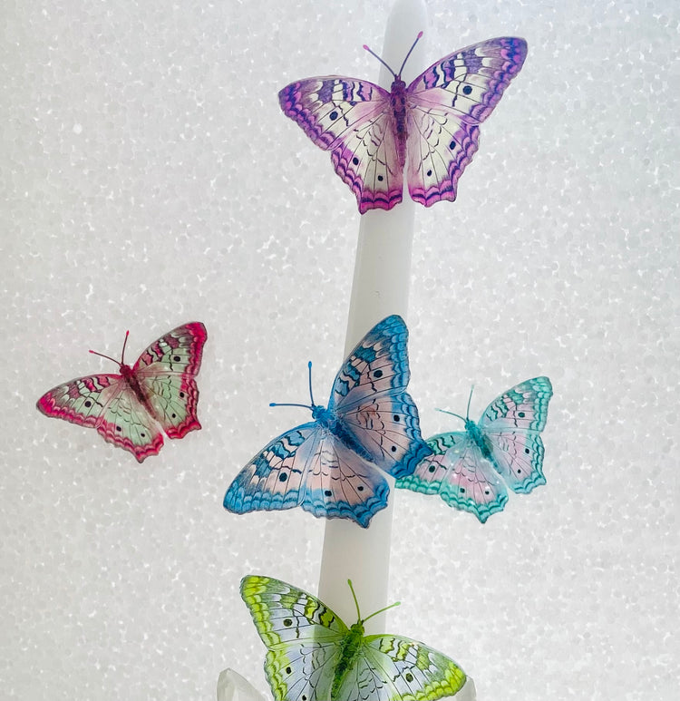 Set of 15 fantasy various pretty colours butterflies, 3d wall stickers, girl's bedroom, cake decorating, craft embellishments wedding ect..