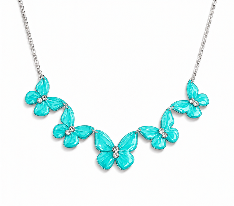 Butterfly handmade jewellery. Necklace and large stud earrings. Completely unique statement pieces