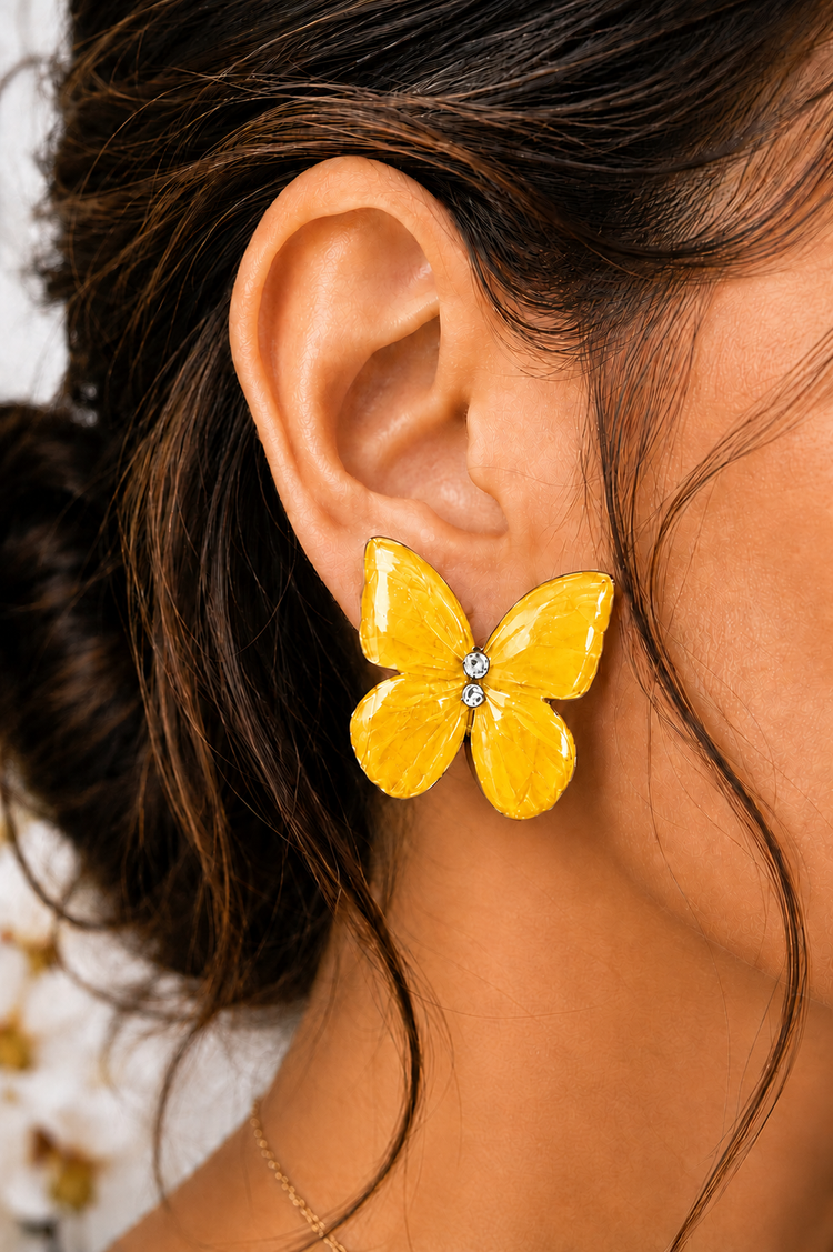 Butterfly handmade jewellery. Necklace and large stud earrings. Completely unique statement pieces