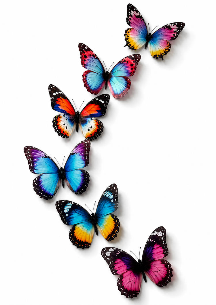 Set of Colourful butterflies . Handcrafted