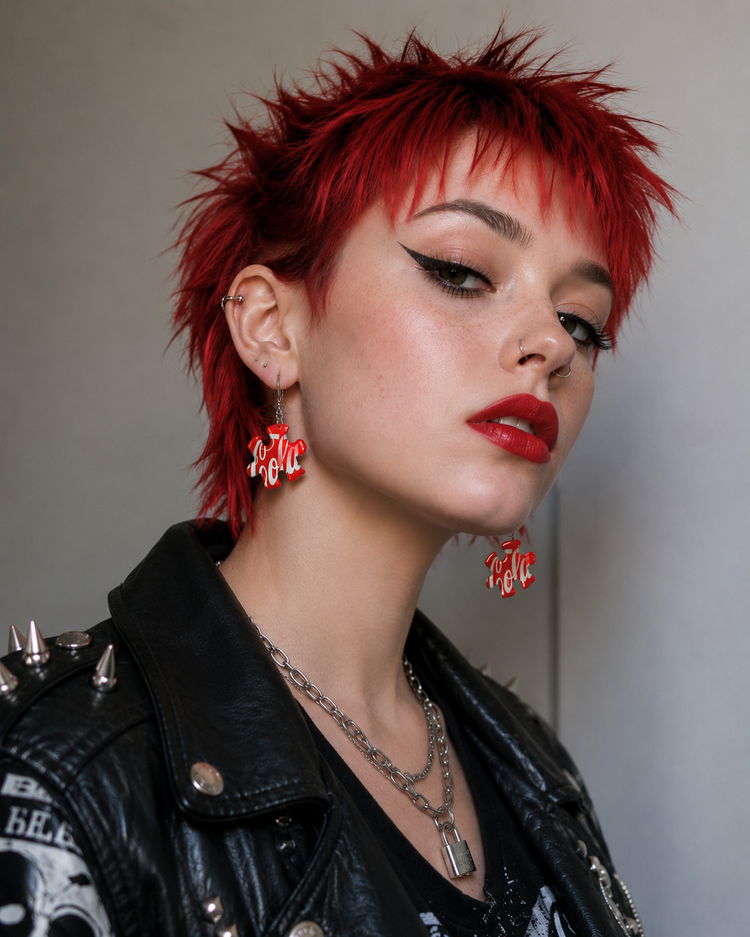 Coca-Cola logo earrings. Recycled cans
