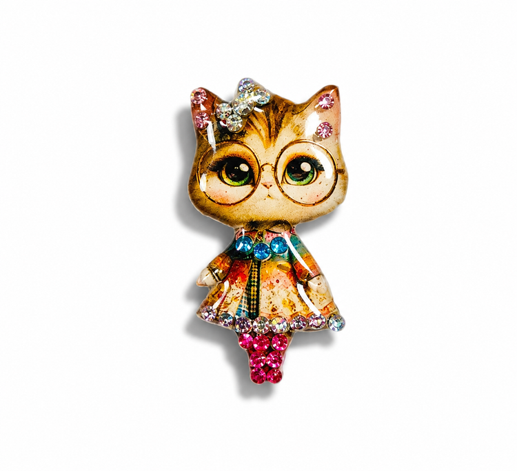 Colorful cat-shaped brooch with a dress and accessories pin brooch