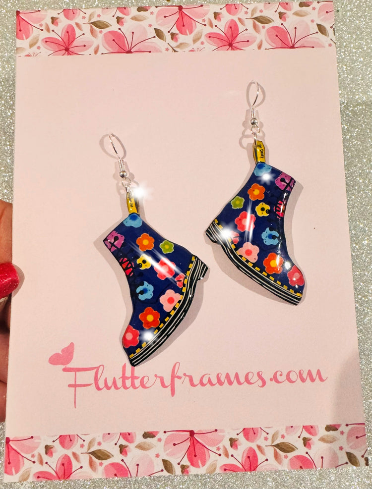 Dr Marten handmade earrings navy floral