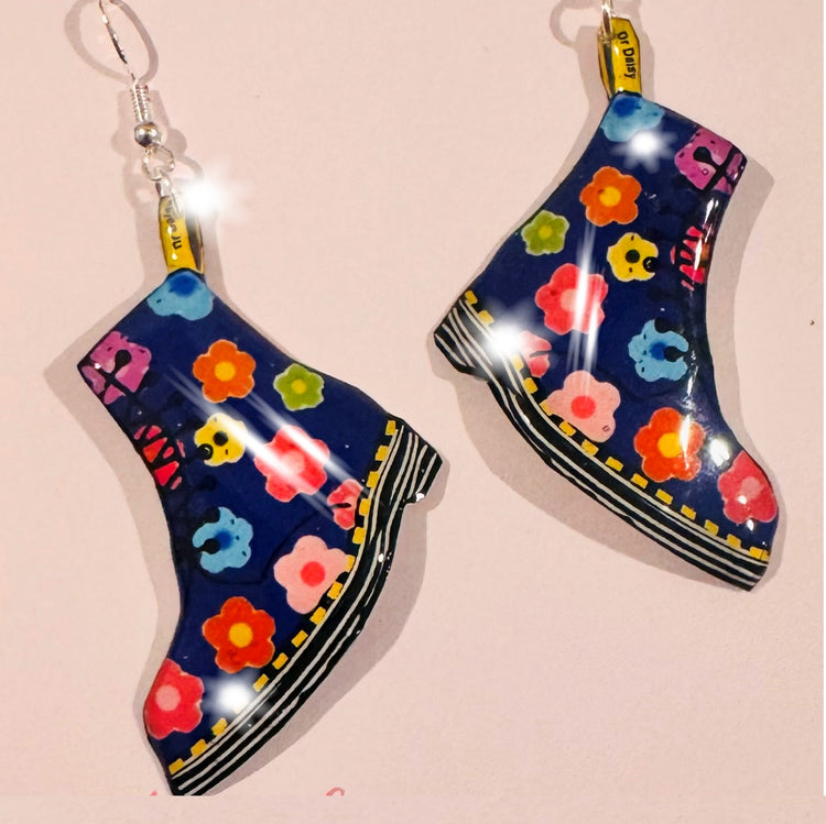 Dr Marten boots earrings navy floral