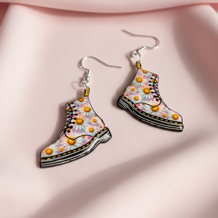 Dr Marten pastel daisy earrings handmade