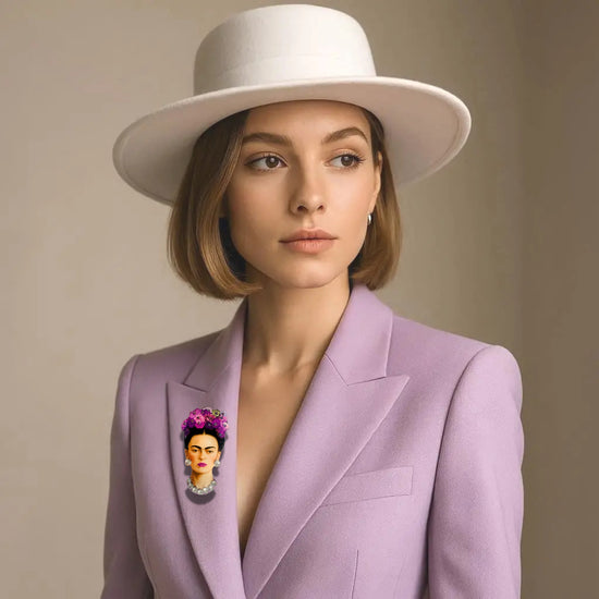 Frida Kahlo handmade brooch with diamantes, beautiful Brooch