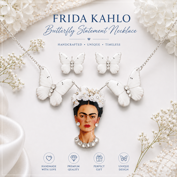Frida Kahlo white statement jewellery