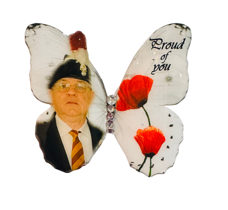 Poppy personalised butterfly brooch, pin