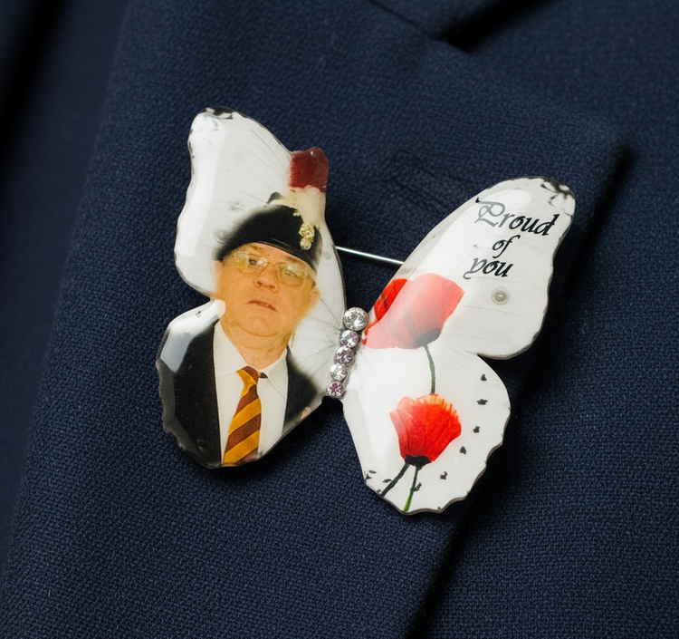 Poppy photo butterfly brooch