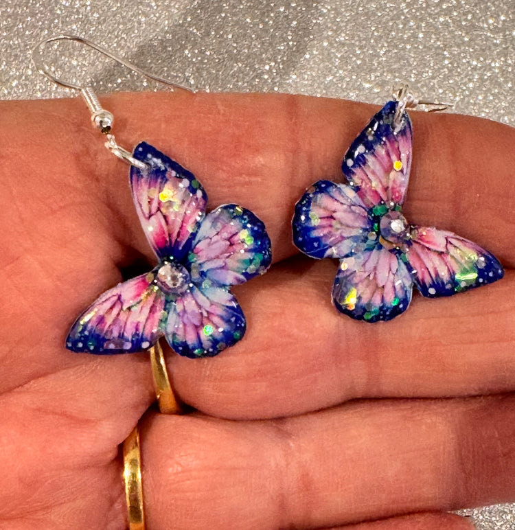 butterfly dangle earrings, handmade