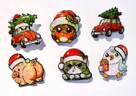 Add some holiday cheer with these handmade funny Christmas enamel pins. Secret Santa gift