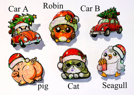 Add some holiday cheer with these handmade enamel pins. secret santa