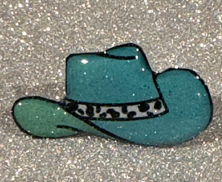 teal cowboy hat pin enamel