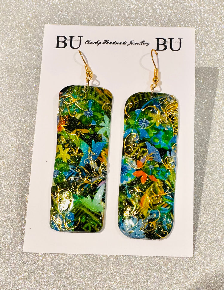 green unusual handcrafted earrings statement