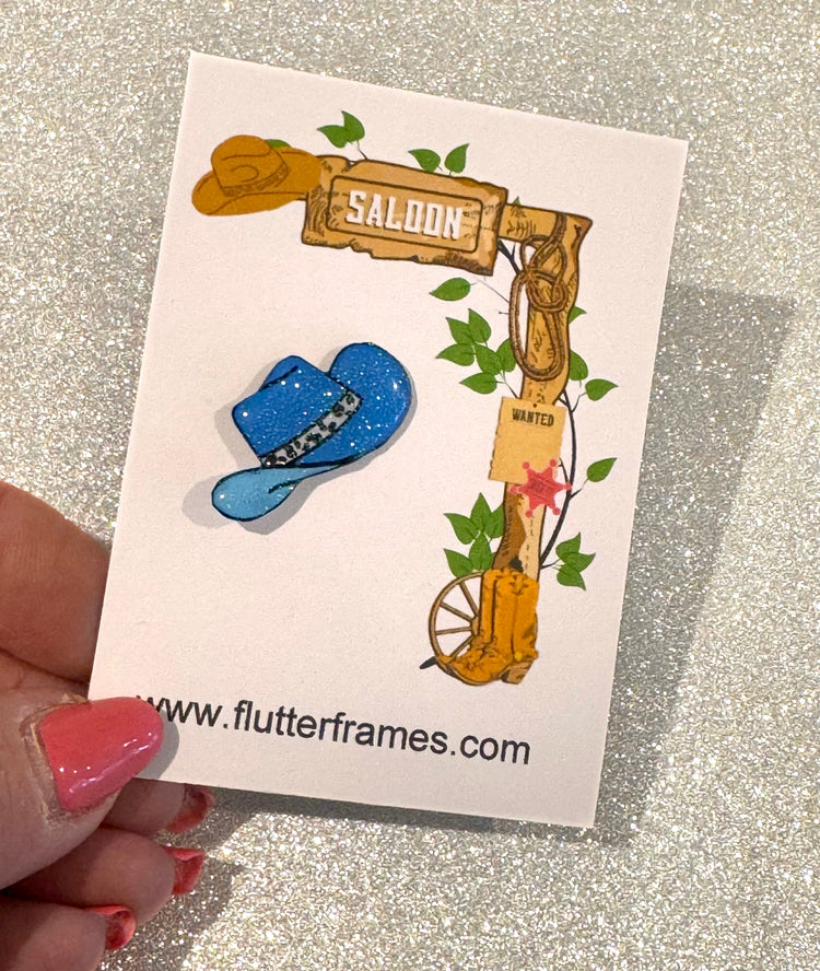 blue cowboy hat pin