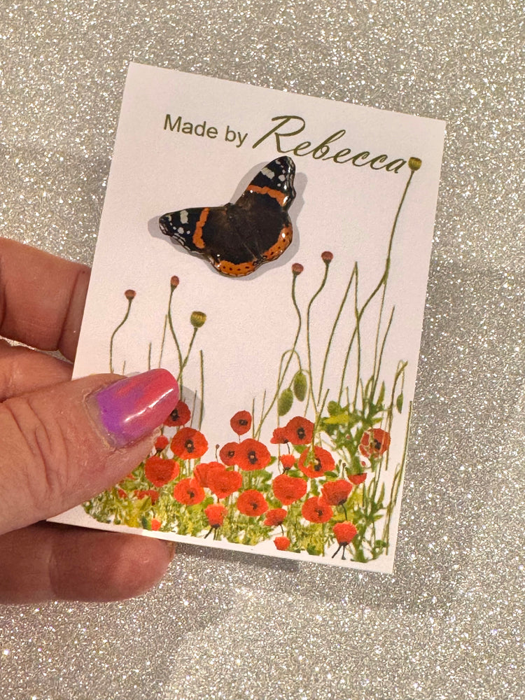 Red Admiral Butterfly handmade Pin