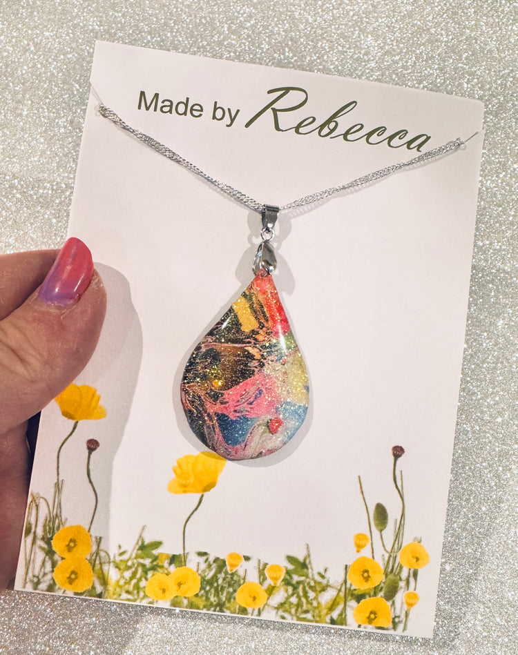 Beautiful handmade oval abstract pendant