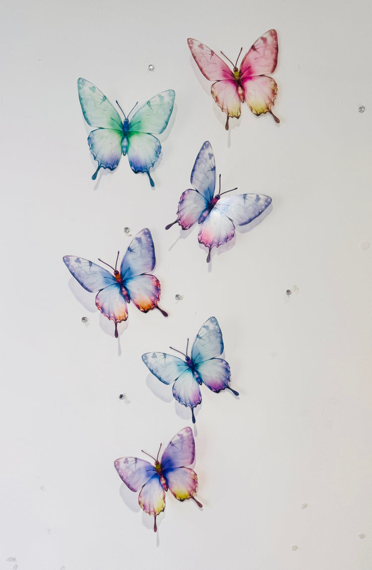 6 Pretty pastel butterflies home decorations 3D flying butterflies for girl's room,baby shower,,weddings, parties,nursery.Table decorations