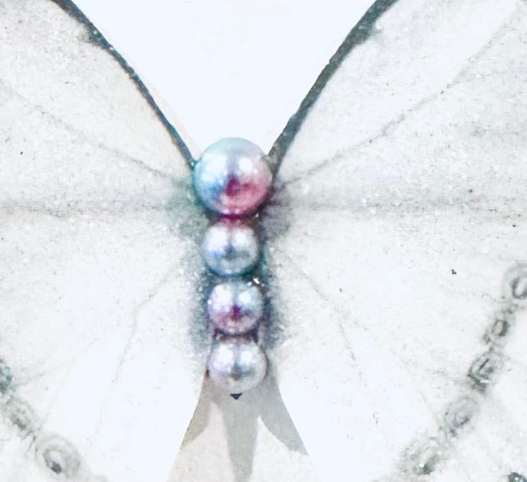 Stunning White pearlescent 3D Sparkling Butterflies