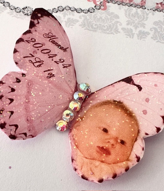 butterfly resin personalised photo new baby keepsake