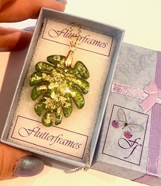 Unsual rain forest Monstera leaf jewellery