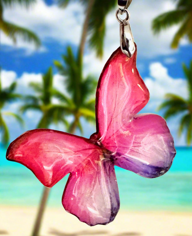 pink resin butterfly charm
