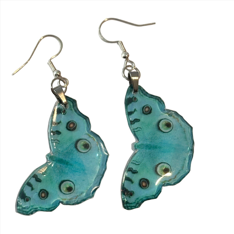 Turquoise Peacock butterfly earrings. They look like real butterflies. Resin butterfly earrings. Mom, Mum, mother gift. Festivals,Boho style