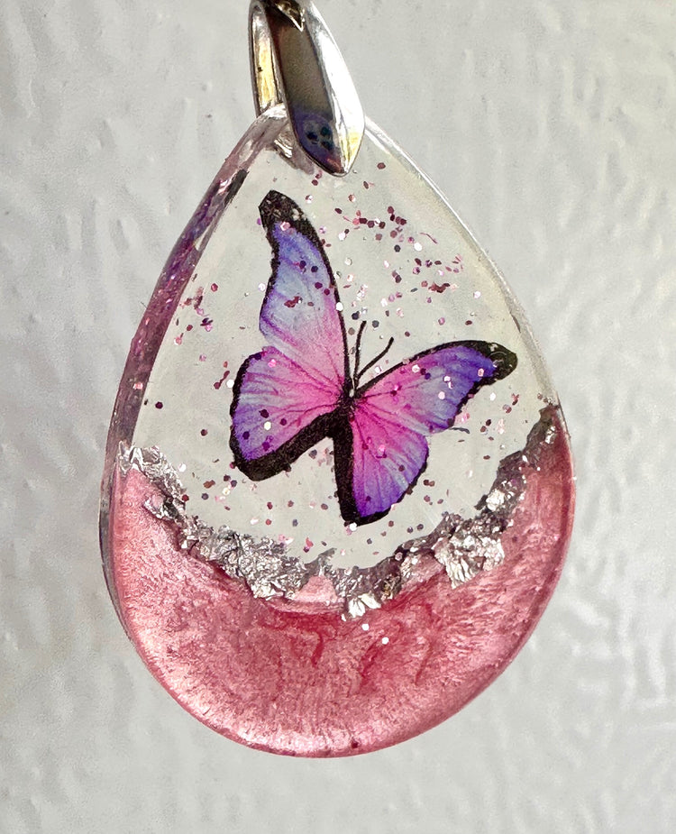 Beautiful pink butterfly pendant daughter gift