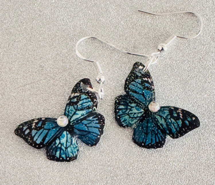 handmade small blue dangle earrings