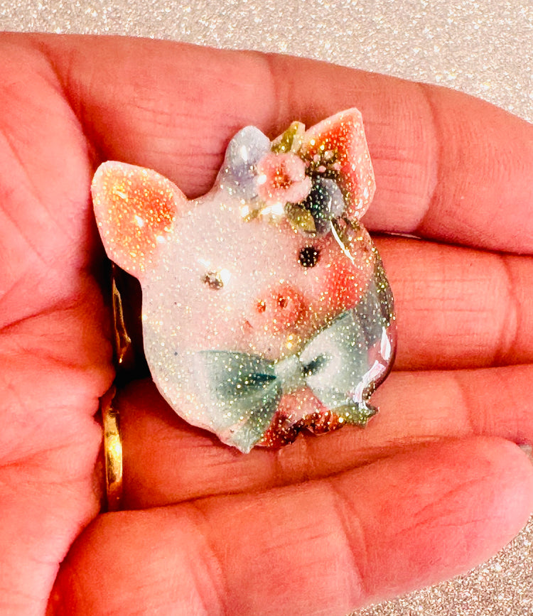 cute pig magnet from recycled tin cans