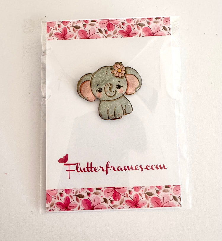 super cute elephant enamel pin or magnet, home made