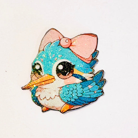 Cute Chubby Kingfisher bird, Chunky Chirps, cute enamel pins