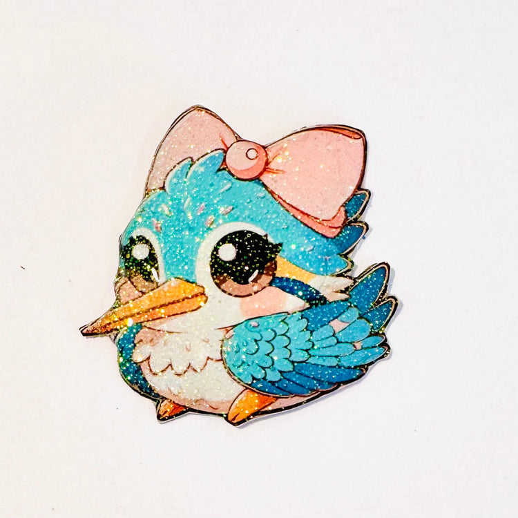Cute Chubby Kingfisher bird, Chunky Chirps, cute enamel pins
