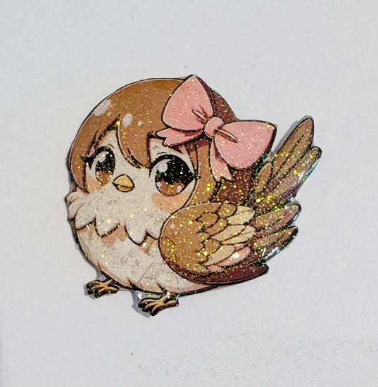 Cute Wren fridge magnet, enamel pin