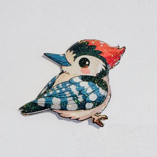 Cute Woodpecker fridge magnet, enamel pin
