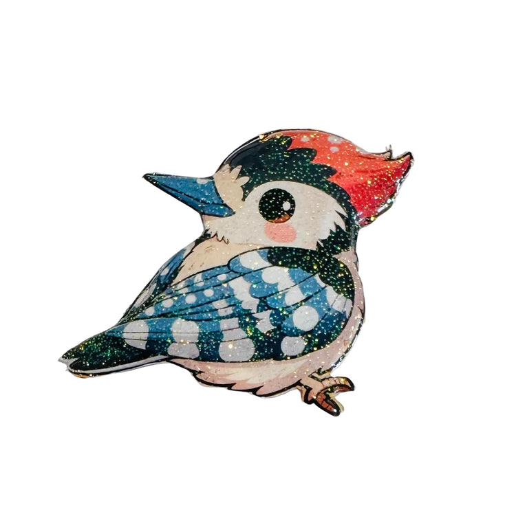 Cute Woodpecker fridge magnet, enamel pin