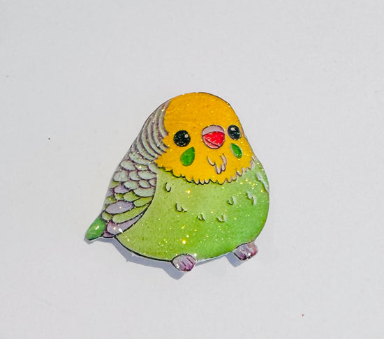 Cute green budgie fridge magnet