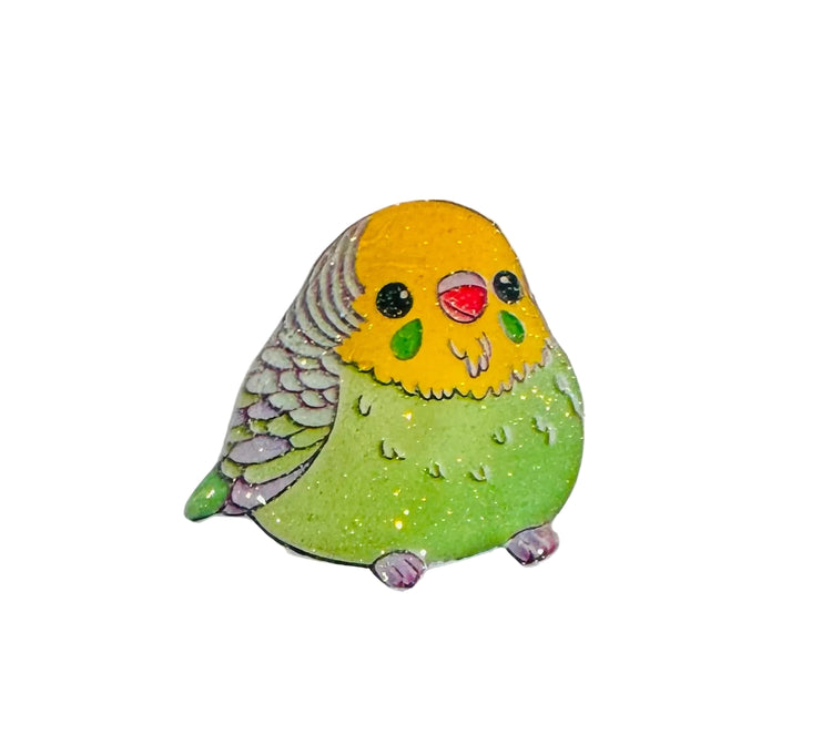 Cute green budgie fridge magnet