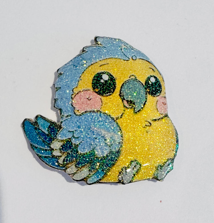 Cute Blue Tit fridge magnet, enamel pin